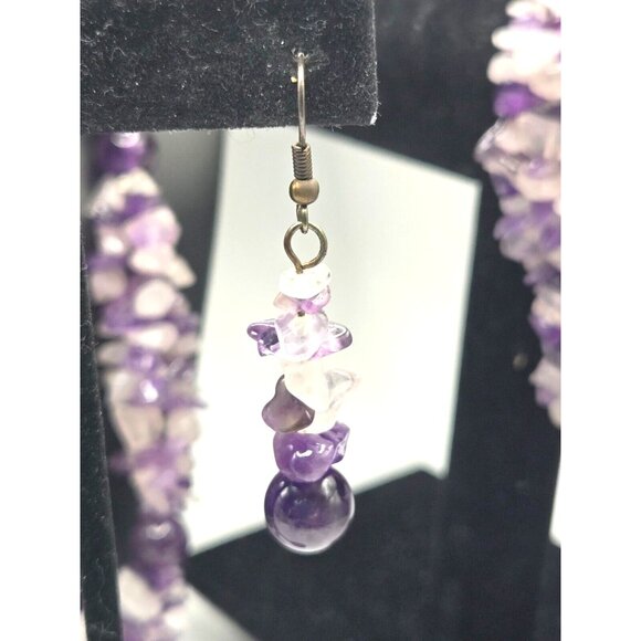 Vintage AMETHYST Gemstone Purple Necklace, Bracelet and Dangle Earrings Boxed - Picture 4 of 13